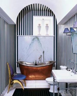 elle-decor_black-and-white-stripe-bath - decorating with stripes - myLusciousLife.com.jpg